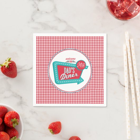 Serviette En Papier Pain's Diner Napkins - Fête des pères rétro (En situation)