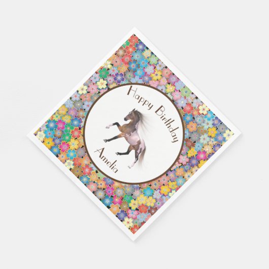 Serviette En Papier Paint Horse Joyeux Anniversaire Papier personnalis (Coin)