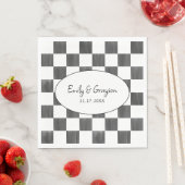 Serviette En Papier Painted Black Checkerboard Pattern Wedding (En situation)