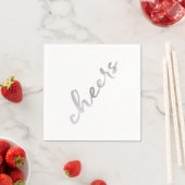 Serviette En Papier Painted Cheers Faux Silver Foil Nouvel An Napkin (En situation)