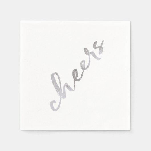 Serviette En Papier Painted Cheers Faux Silver Foil Nouvel An Napkin (Devant)