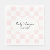 Serviette En Papier Painted Pink Checkerboard Pattern Wedding (Devant)