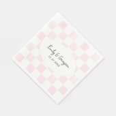 Serviette En Papier Painted Pink Checkerboard Pattern Wedding (Coin)
