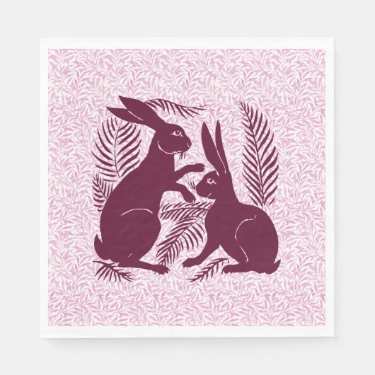 Serviette En Papier Paire Art nouveau de lapins De Morgan et Morris (Devant)