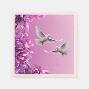 Serviette En Papier Paire De Belles Colombes Blanches