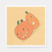 Serviette En Papier Paire de Citrouilles d'Halloween sur Jaune (Devant)