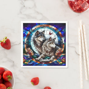 Serviette En Papier Paire de loup à lunette en verre tendu