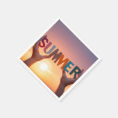 Serviette En Papier Paire de mains tenant le texte d'été (Coin)