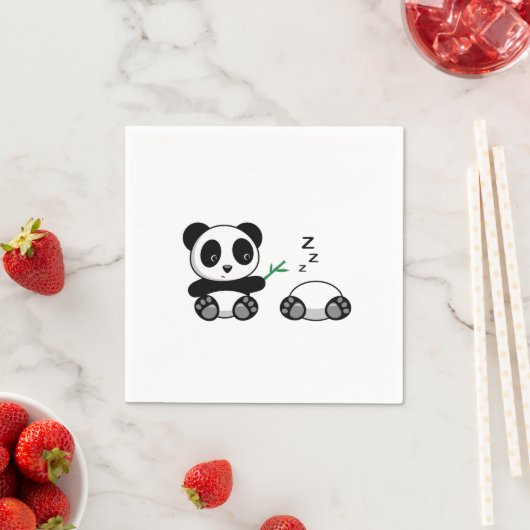Serviette En Papier Paire de mignons petits pandas (En situation)