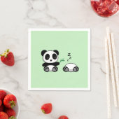 Serviette En Papier Paire de mignons petits pandas sur vert (En situation)