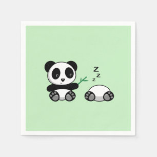 Serviette En Papier Paire de mignons petits pandas sur vert