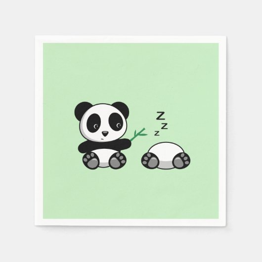 Serviette En Papier Paire de mignons petits pandas sur vert (Devant)