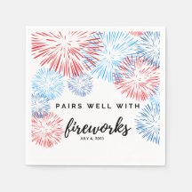 Pairs bien avec Fireworks - 4 juillet Bev Napkin