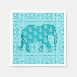Serviette En Papier Paisley - bleu turquoise et aqua