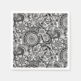 Serviette En Papier Paisley floral noir