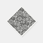 Serviette En Papier Paisley floral noir (Coin)