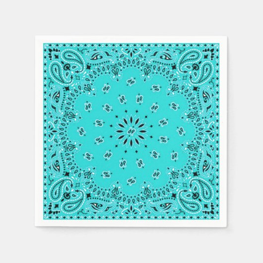 Serviette En Papier Paisley Turquoise Bandana Scarf BBQ Pique-nique Na (Devant)