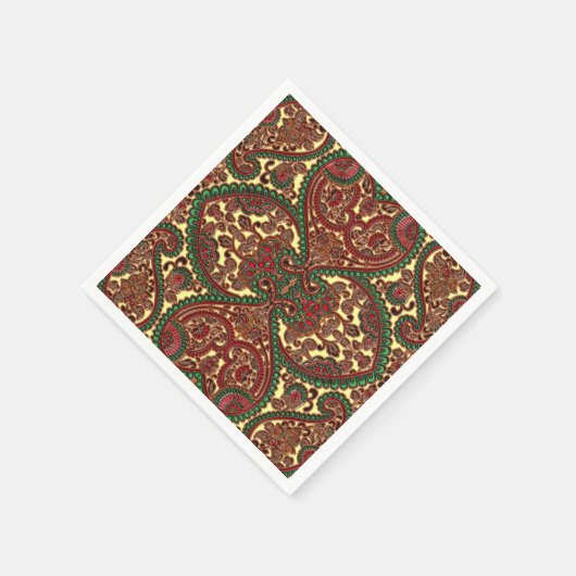 Serviette En Papier Paisley victorien motif élégant rouge vert or (Coin)