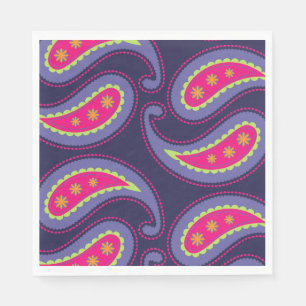 Serviette En Papier Paisley violet rose