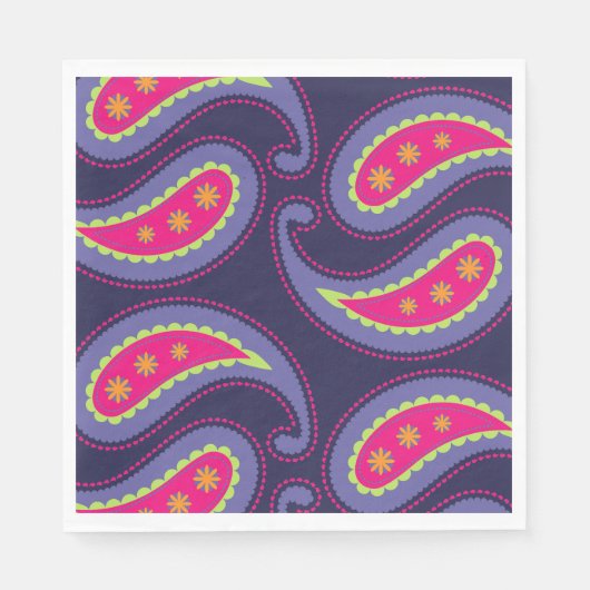 Serviette En Papier Paisley violet rose (Devant)