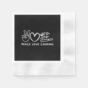 Serviette En Papier Paix, Amour Cuisine Rétro Cuisine Amateur Chef Nou