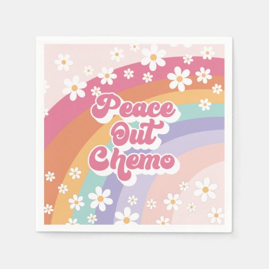 Serviette En Papier Paix contre la chimiothérapie rétro arc-en-ciel Ma (Devant)
