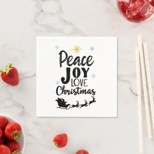Serviette En Papier Paix Joie Amour Noël Traîneau de Père Noël Moder