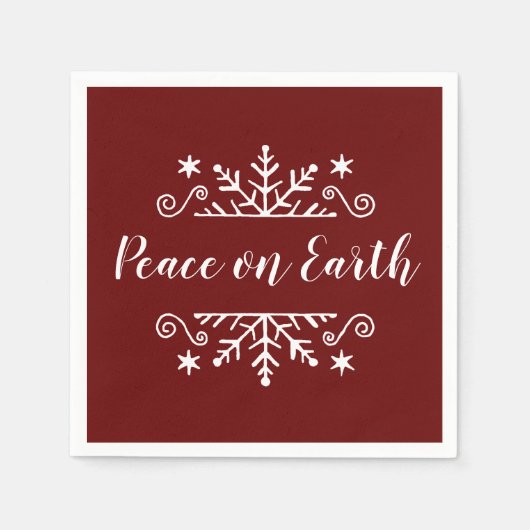 Serviette En Papier Paix sur terre avec flocon de neige (Devant)