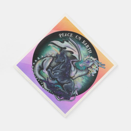Serviette En Papier Paix sur Terre Dragon et Unicorne (Coin)
