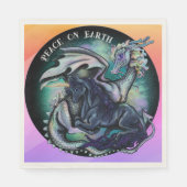 Serviette En Papier Paix sur Terre Dragon et Unicorne (Devant)