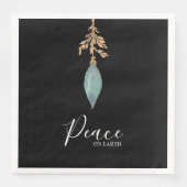 Serviette En Papier Paix sur Terre teinte turquoise peinte main (Devant)