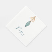 Serviette En Papier Paix sur Terre teinte turquoise peinte main (Coin)