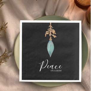 Serviette En Papier Paix sur Terre teinte turquoise peinte main