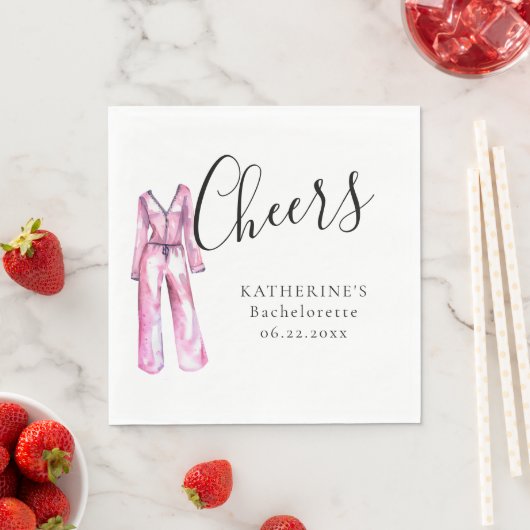 Serviette En Papier Pajamas Prosecco Chic Bachelorette Party Personnal (En situation)