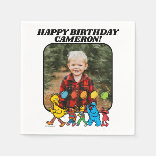Serviette En Papier Pal de rue Sésame   Ballons d'anniversaire