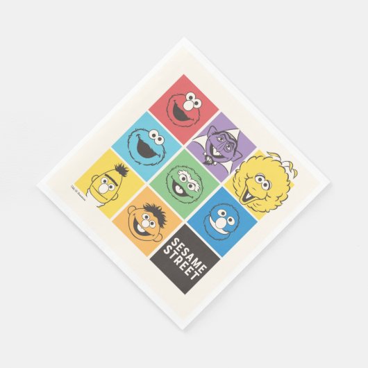 Serviette En Papier Pal de rue Sésame | Blocs de couleurs (Coin)