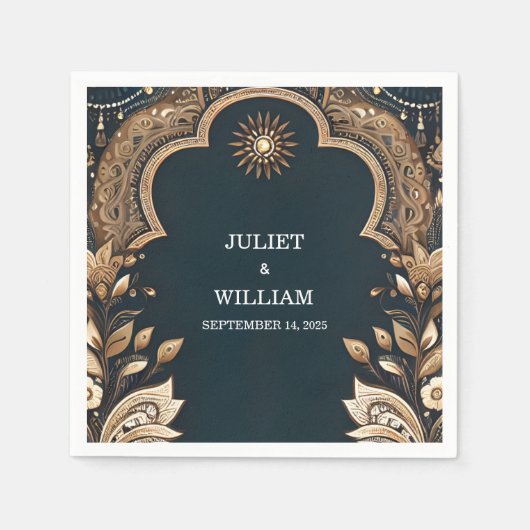 Serviette En Papier Palace Hindi Henna Mehndi Mariage de style indien (Devant)