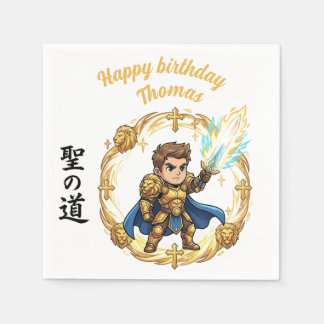Serviette En Papier Paladin Holy Knight RPG Anime Chibi Gamer Birthday