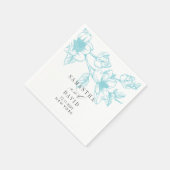 Serviette En Papier Pale Blue Magnolia Mariage floral personnalisé (Coin)