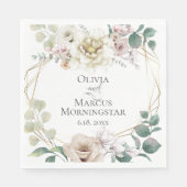 Serviette En Papier Pale Blush et ivoire Peonies (Devant)