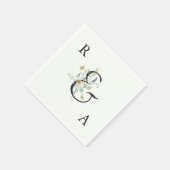 Serviette En Papier Pale Green Élégant Mariage Fleur sauvage Monogramm (Coin)