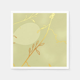 Serviette En Papier Pale Green et Gold Branch Outline Élégant