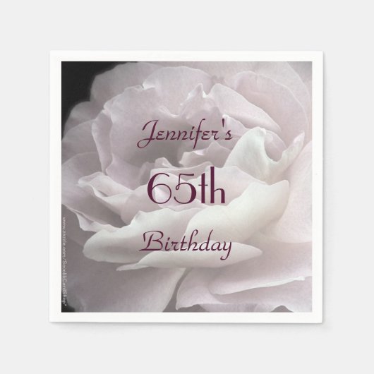 Serviette En Papier Pale Rose Papier Napkins, 65e fête d'anniversaire (Devant)