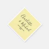 Serviette En Papier Pale Yellow Script Minimalist Wedding (Coin)