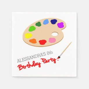Serviette En Papier Palette d'artiste arc-en-ciel Fête d'anniversaire
