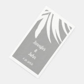 Serviette En Papier Palm Feuille gris blanc Tropical Beach Mariage (Coin)