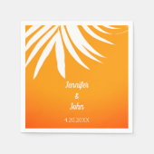 Serviette En Papier Palm Feuille Sunset Orange Cool Tropical Mariage (Devant)
