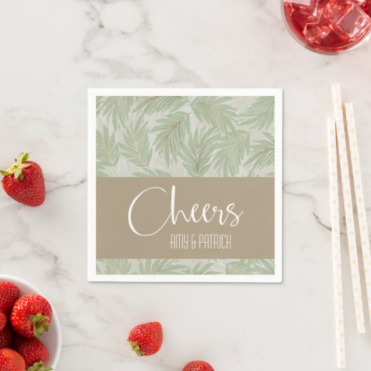 Serviette En Papier Palm Frances Gold vert (En situation)