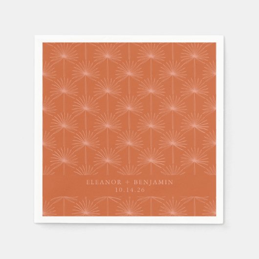 Serviette En Papier Palm Leaf Botanique Brûlé Orange Mariage Personnal (Devant)