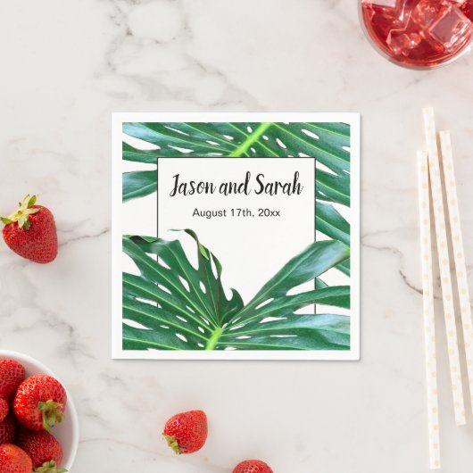 Serviette En Papier Palm Leaf, feuillage tropical, forêt tropicale (En situation)